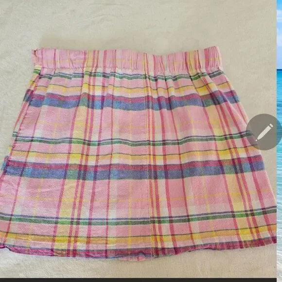 Purple & More Multicolor Plaid Linen Blend Skirt - Button Front,  Size M" - Picture 2 of 5